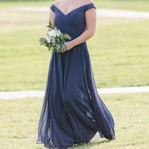 *READ FIRST* Davids bridal off the shoulder full skirt bridesmaid dress F20227